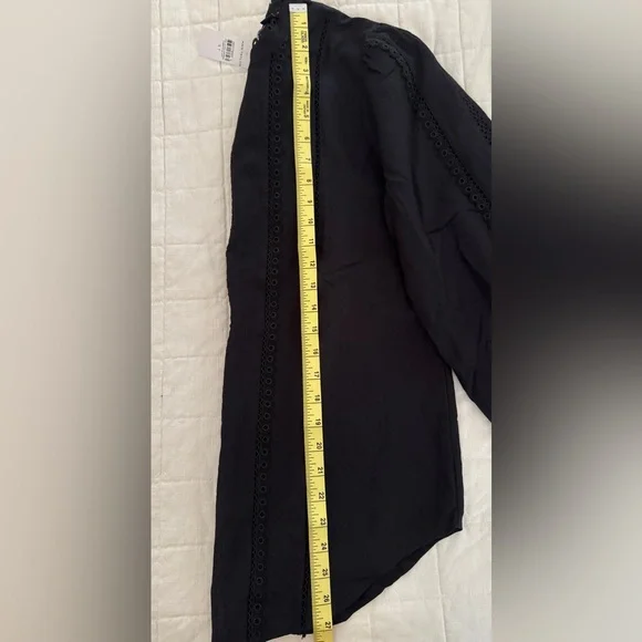 Ann Taylor Tall Eyelet Pintucked Blouse Black Size Small Tall - Picture 12 of 13